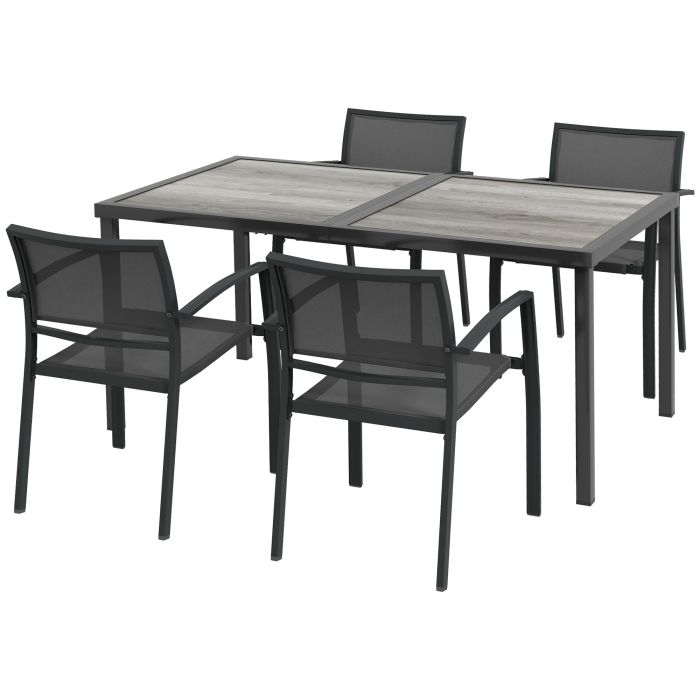 Oakmore Grey Steel 4 Seater Dining Set - 87cm