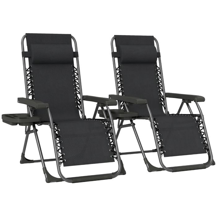 Winbyrn Black Steel Sun Lounger Set of 2 - 63cm