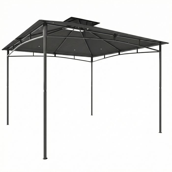 Quaton Dark Grey Metal 3x3m Gazebo with 2 - Tier Roof - 300cm