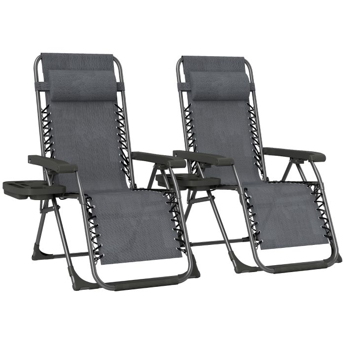 Winbyrn Dark Grey Steel Sun Lounger Set of 2 - 63cm