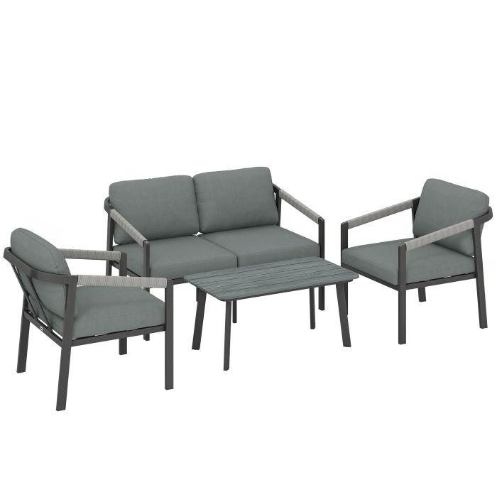 Aluminium Sofa 4 Seat Set - Black