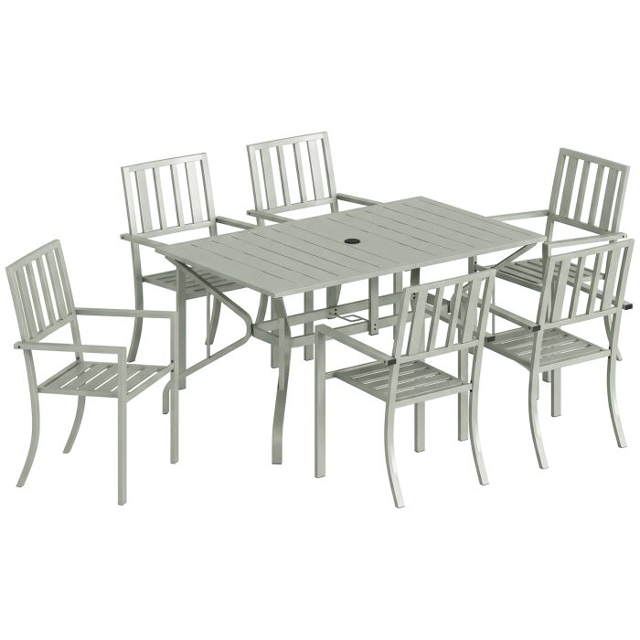 Ivebyrn Light Grey Steel Table and Chairs Set with Umbrella Hole - 90cm