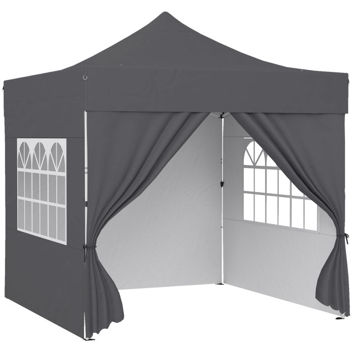 Belmore Dark Grey Metal 3x3m Pop Up Gazebo with Sidewalls - 300cm