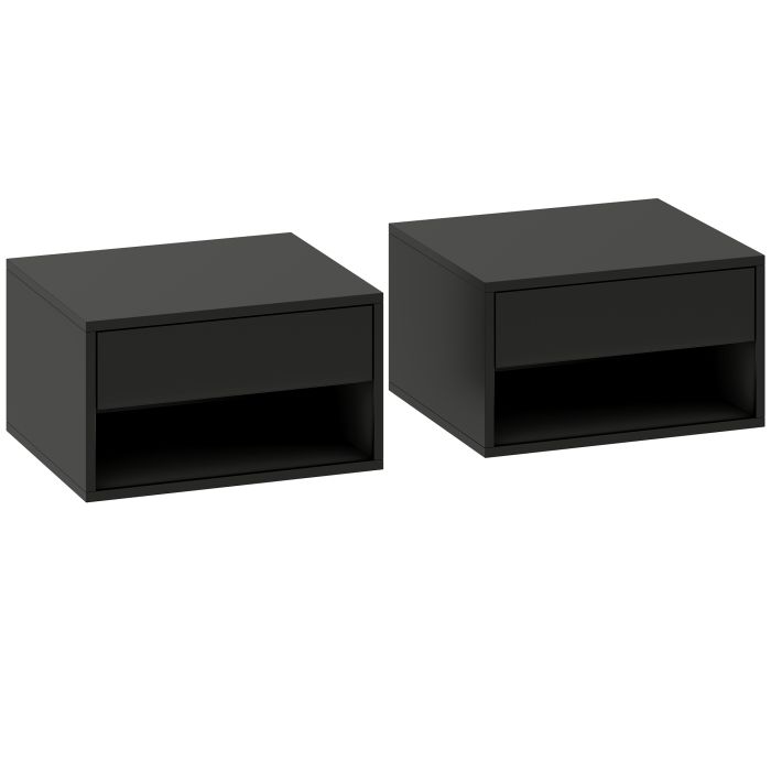Stahall Black Floating Bedside Table Set of 2 - 37cm