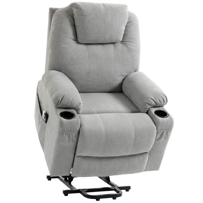 Staglen Linen Power Lift Recliner Armchair - Light Grey