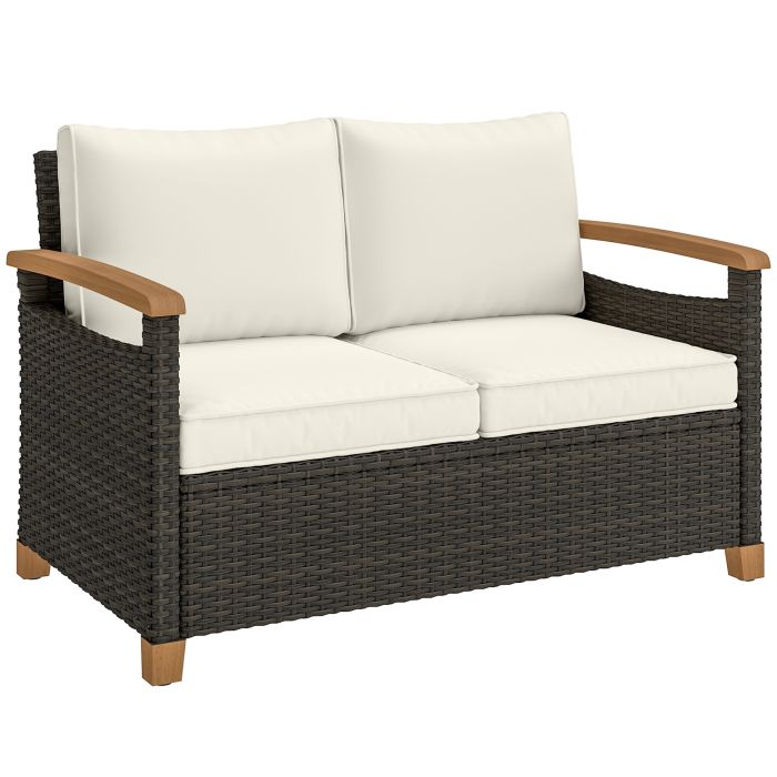 Broheir Steel Rattan Garden 2 Seater Sofa - White