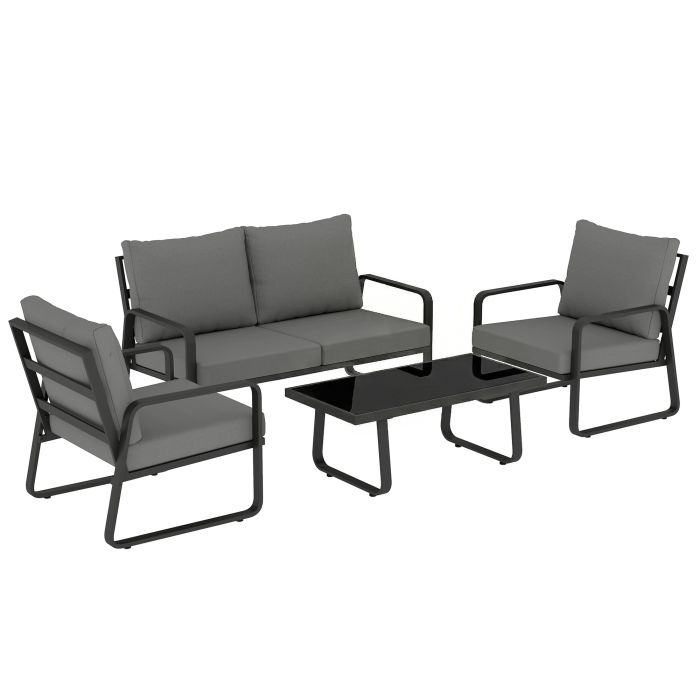 Wexis Black Metal 4 Piece Sofa Set - 160cm