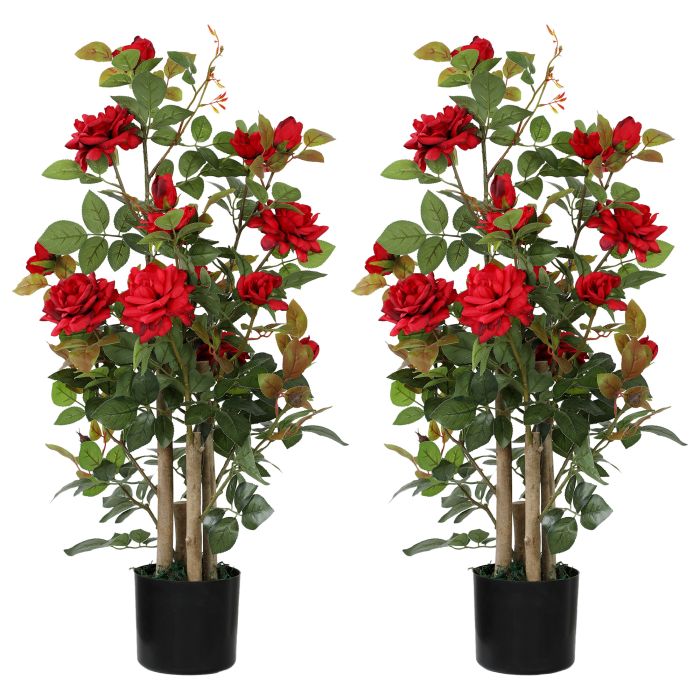 MONT Red Fabric Artificial Plant Set of 2 - 90cm