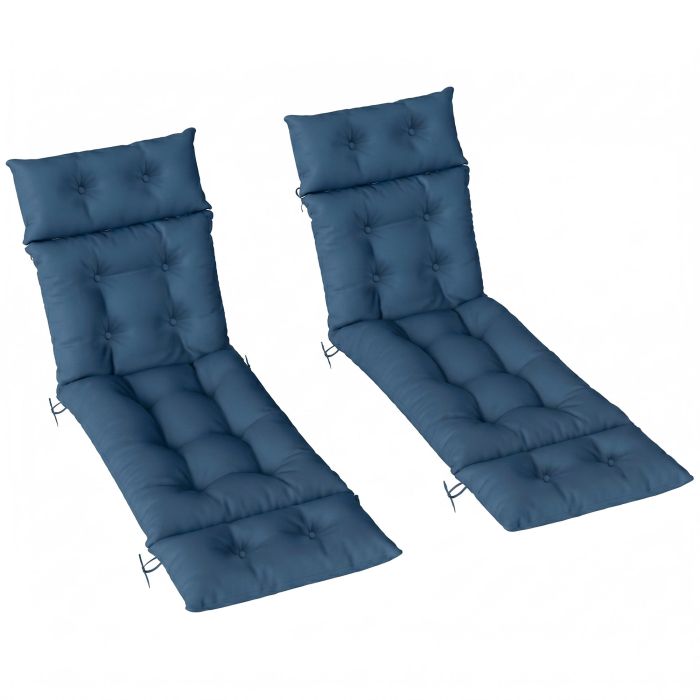 Chedene Navy Blue PP Foam Sun Lounger Cushions Set of 2 - 56cm
