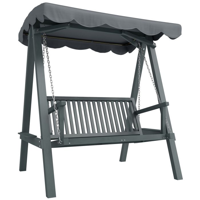 Grey Metal 2 Seat Canopy Swing Chair - 133cm