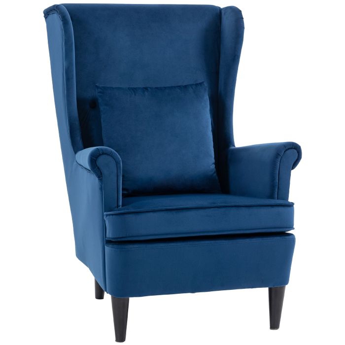 Dalmont Velvet Reading Armchair - Blue