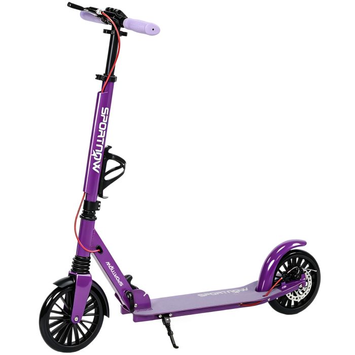 DOWNHAM Foldable Adult Kick Scooter with 200 mm Wheels and Height Adjustable Handlebar - Purple