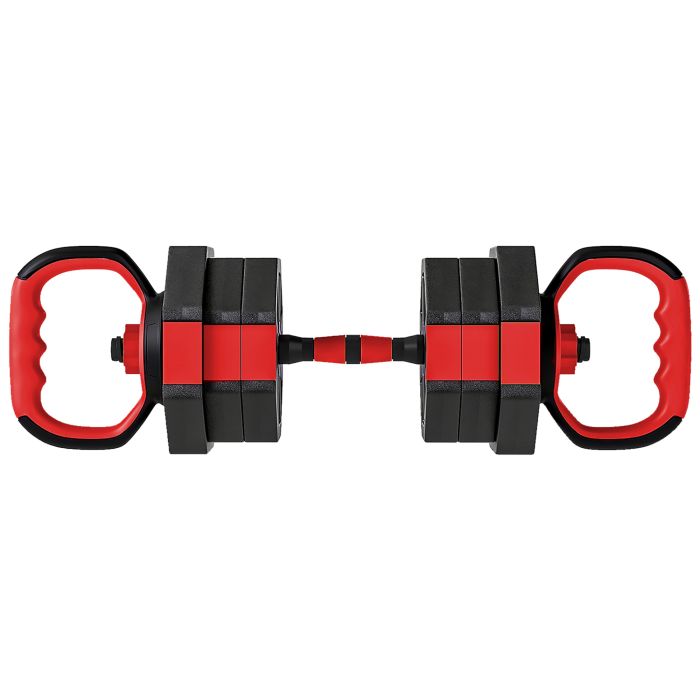 ARVETHLYN 6 in 1 20 kg Adjustable Dumbbell, Kettlebell and Barbell Weight Set for Home Training - Red