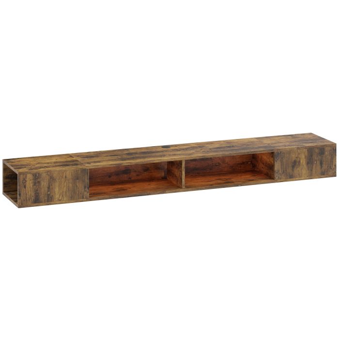 MALVERN Wall Mounted Floating TV Stand with RGB LED Lights for TVs up to 75 Inches - Rustic Brown