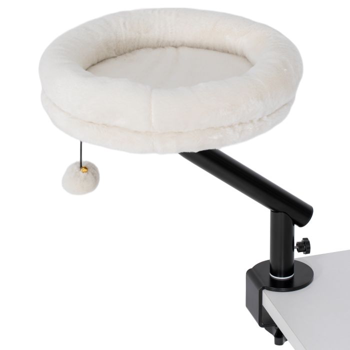 FORDINGBRIDGE 360 Degree Adjustable Cat Desk Hammock Bed for Window or Table - Cream White and Black