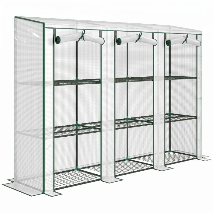 HOUNDON 46 x 215 cm Nine Shelf Greenhouse for Plants - White