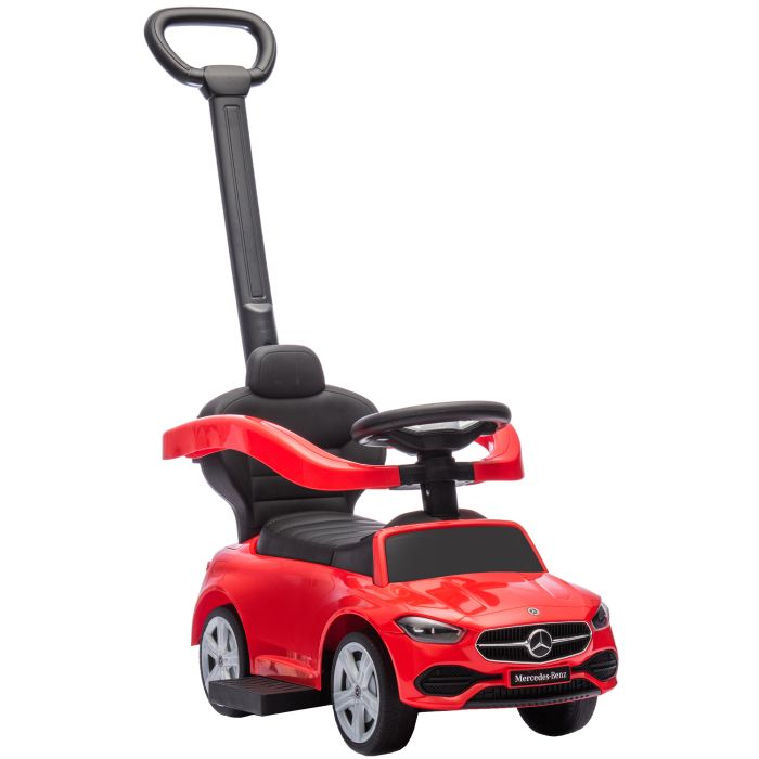 RADLETT Mercedes Benz C Class Licensed 2 in 1 Baby Ride On Push Car and Foot to Floor Walker - Red