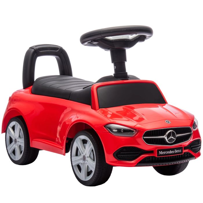 PORTLAND Mercedes Benz Licensed Foot to Floor Ride On Car with Horn, Sounds and Under Seat Storage - Red