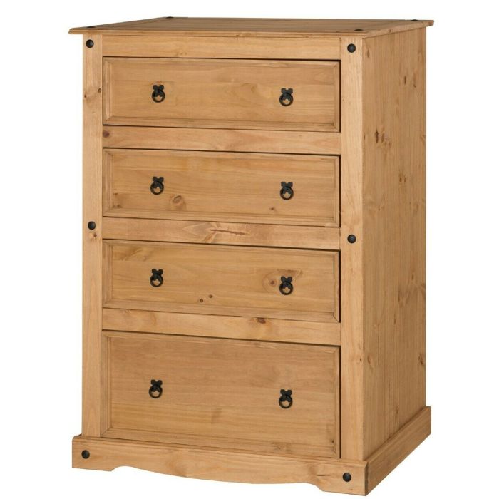 Natural Finish Chest of Drawers - COMPTON II Large Chest 4 Drawers