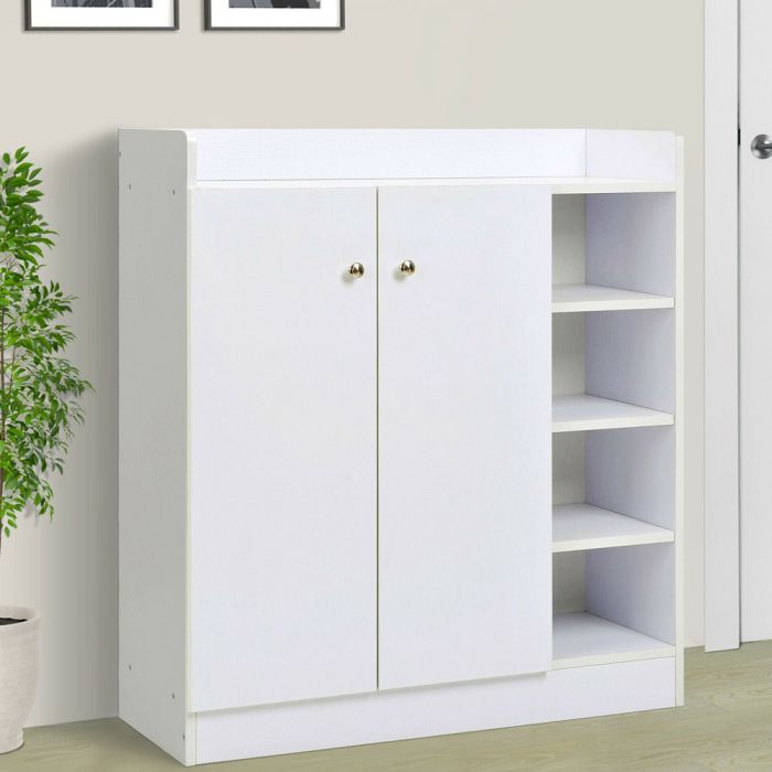Footwear Storage Cabinet Adjustable Shelves - White