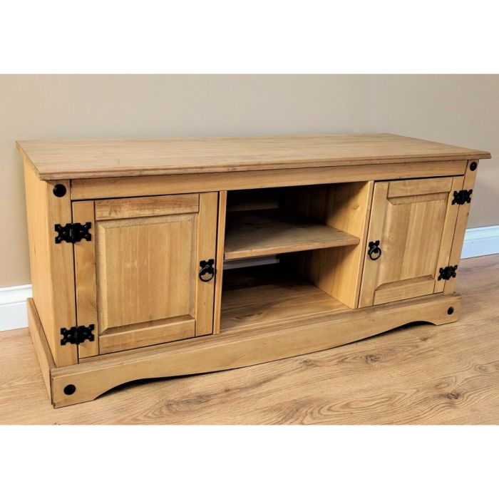 Corona Solid Pine TV Unit 2 Door 1 Shelf - Antique Wax