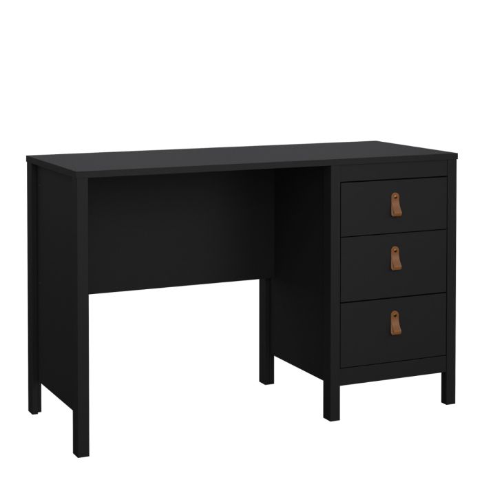 Chappell 3 Drawers Computer Desk - Matt Black