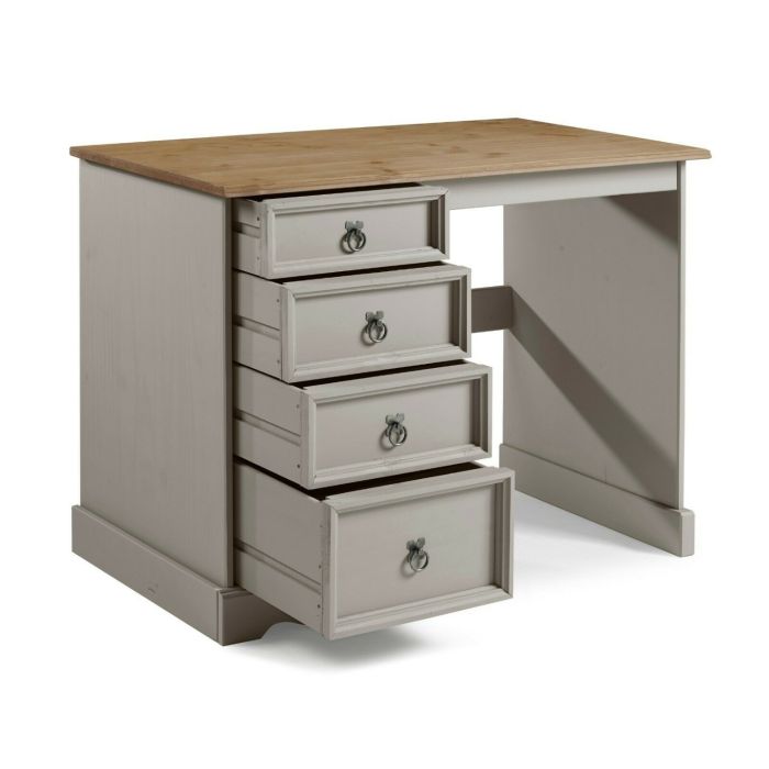 Corona Solid Pine 4 Drawer Dressing Table - Grey Wax