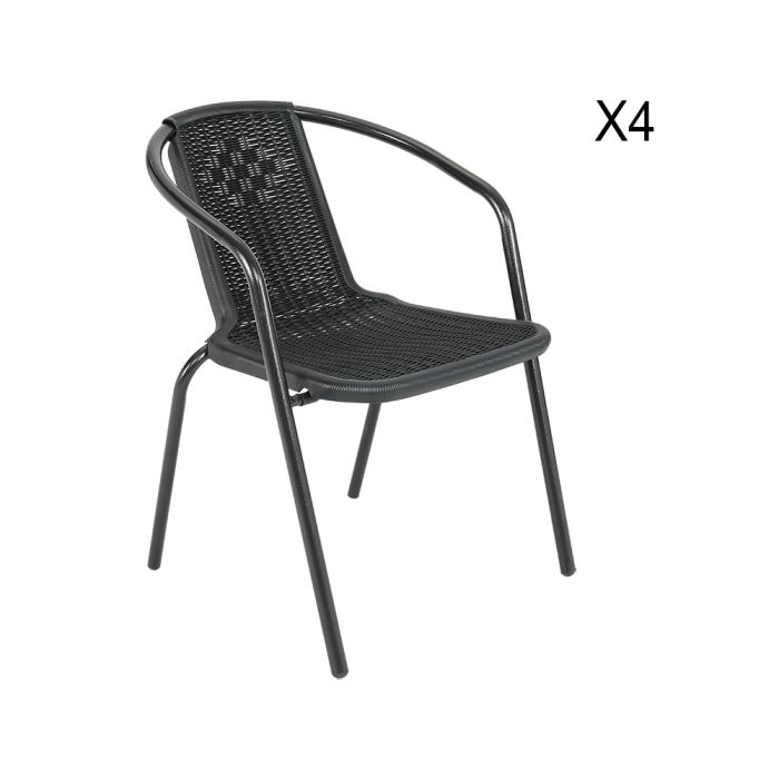 PE Rattan Stacking Garden Chairs Set of 4
