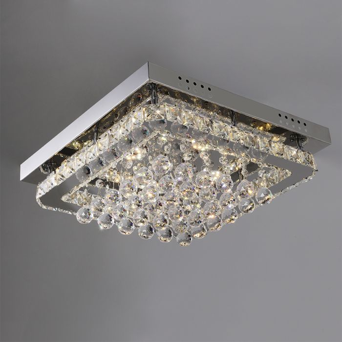 Fancy Crystal LED Flush Mount square Ceiling Light Fixture