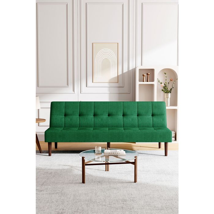 Rectangular Contemporary Convertible Adjustable Sofa Bed Green