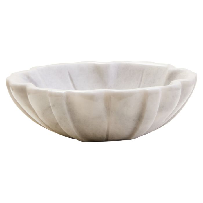 HAVERLYN Small Marble Lotus Decorative Bowl - White