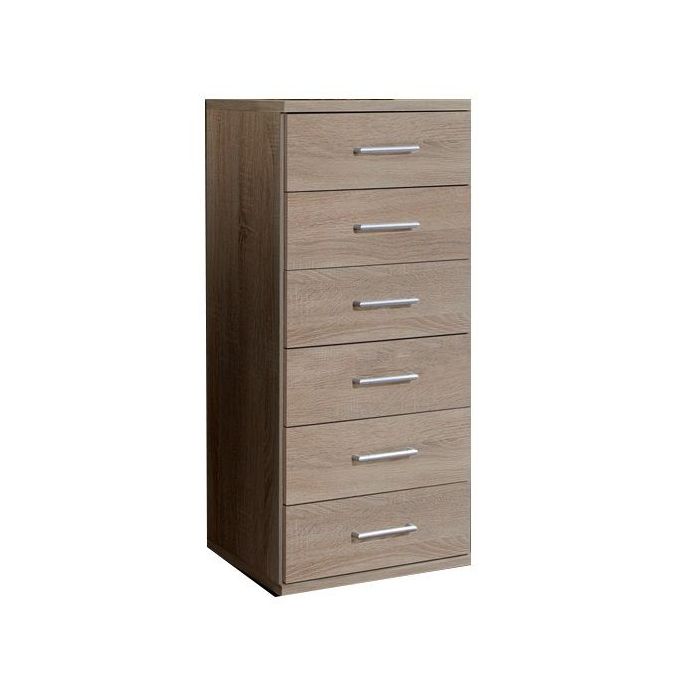 Oak Finish Chest of Drawers - FARO Tallboy Medium Chest 6 Drawers