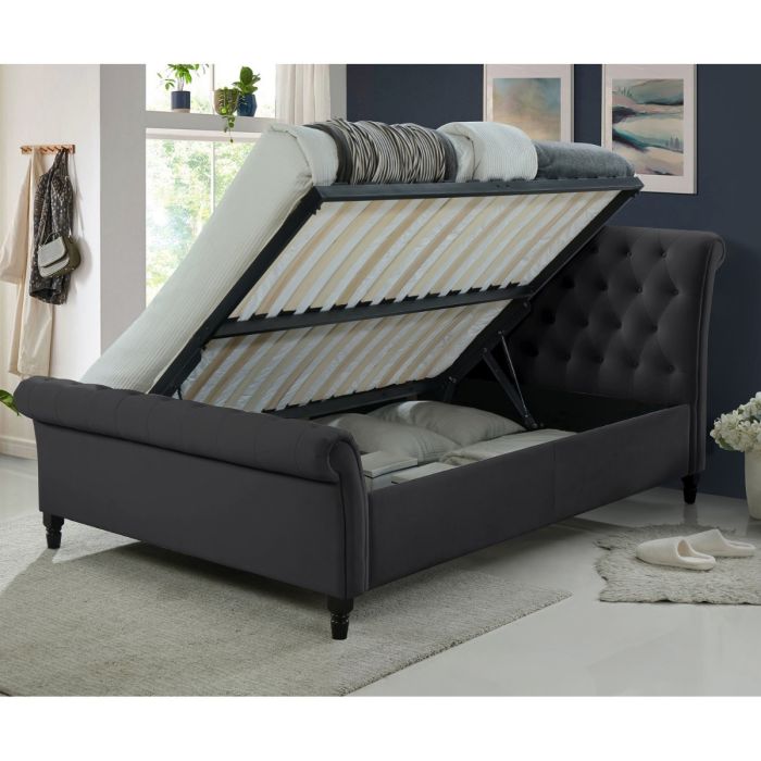 Richmond Upholstered Ottoman Bed Dark Grey - Kingsize 5ft