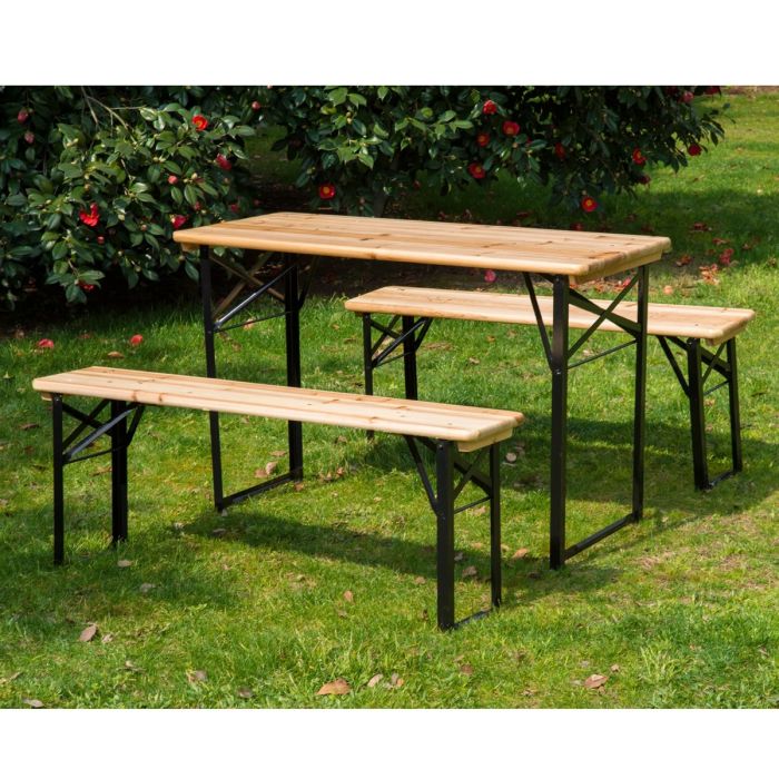 Picnic Wooden Table and Bench Set