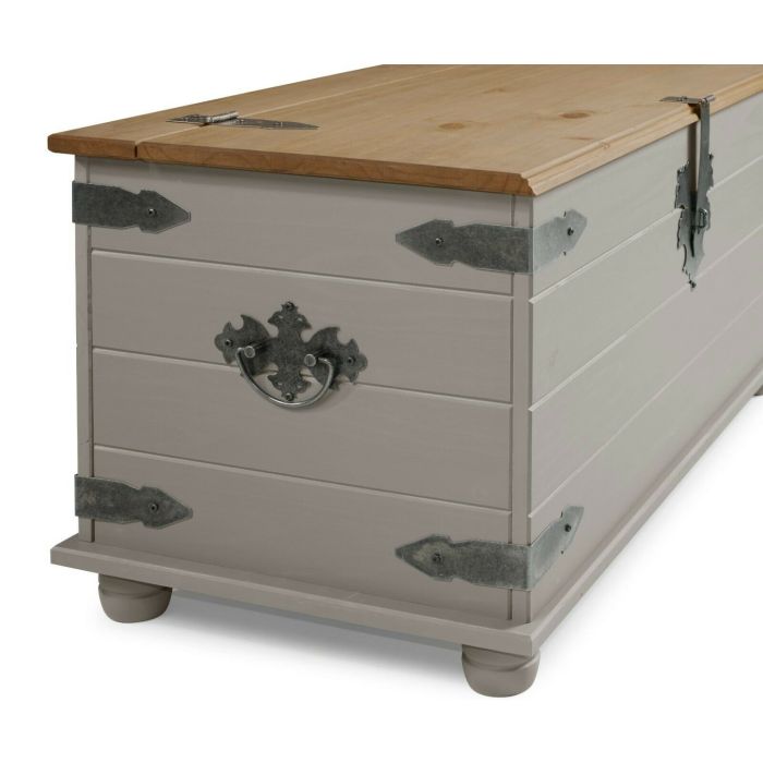 Corona Solid Pine Blanket Storage Box - Grey Wax