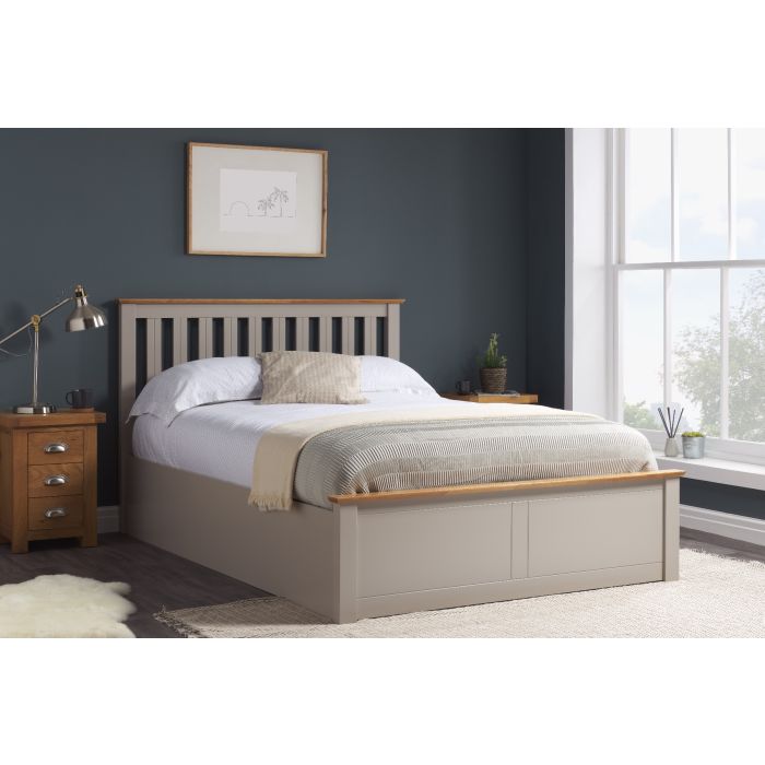 Phoenix Wooden Ottoman Storage Grey Bed - Standard Double 4ft6