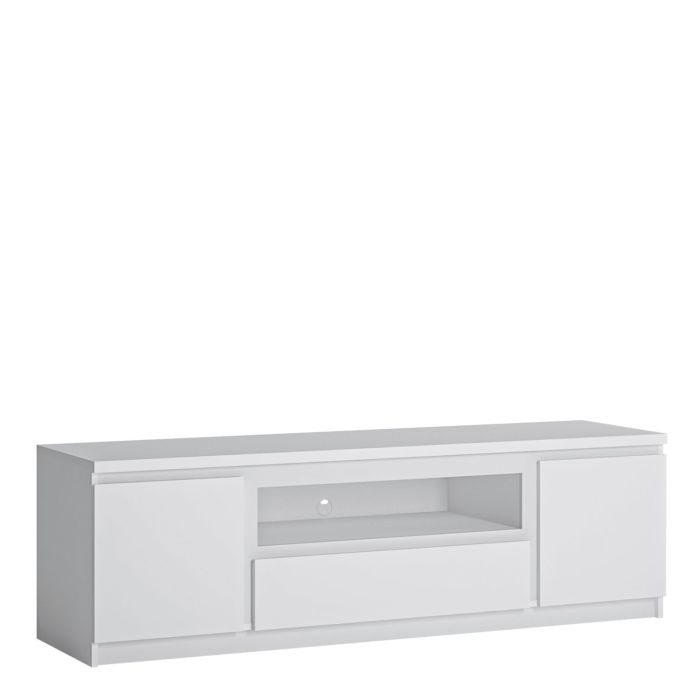 Fribo White Fribo 2 door 1 drawer 166 cm wide TV cabinet in White - Alpine White