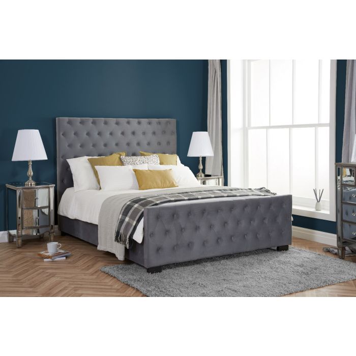 Birlea Marquis Grey Velvet Bed - Double 4ft6