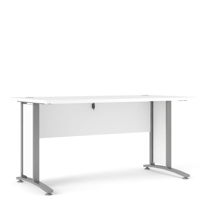 Prima Desk 150 cm in White with Silver grey steel legs - White/Steel Finish