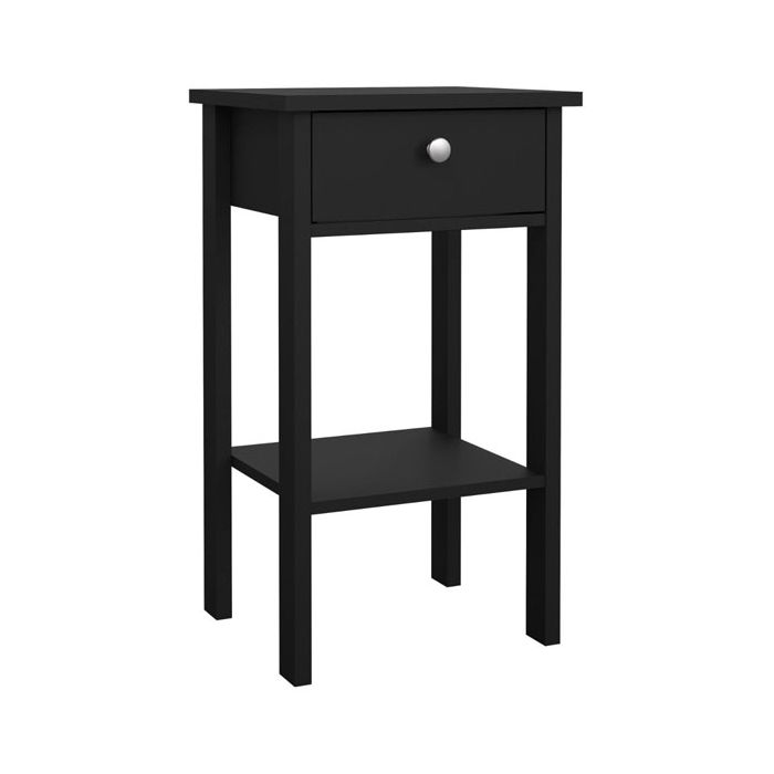 Bedside Table - ADELAIDE Nightstand Matt Black 40cm