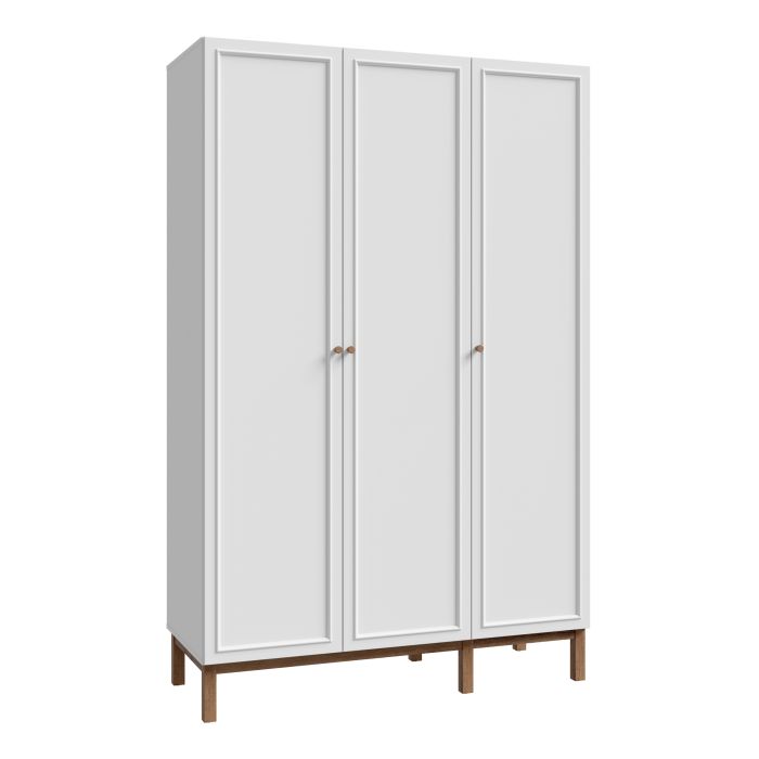 Wardrobe - WOFUS 3 Doors Wardrobe Grey and Oak 135cm