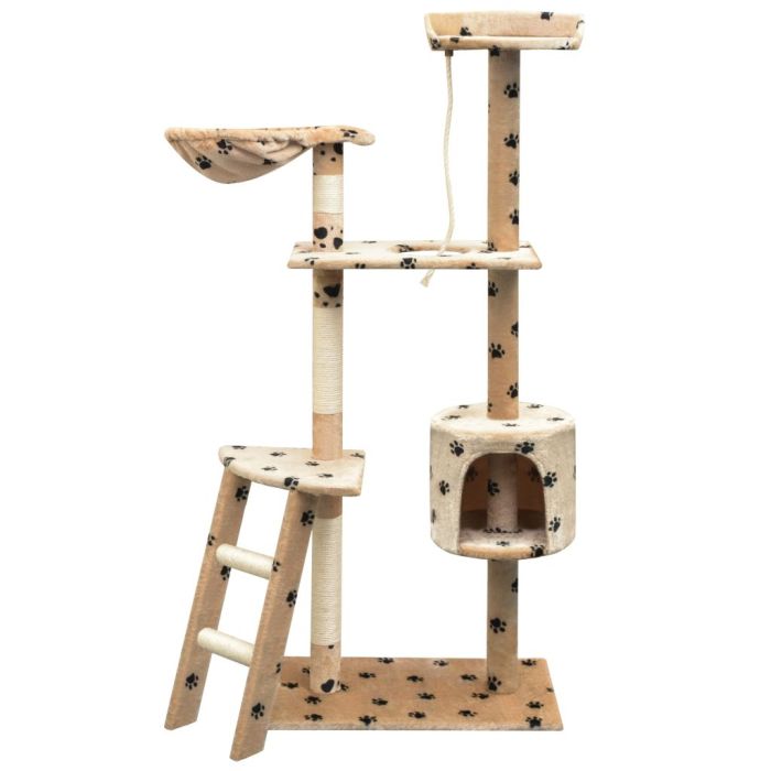 Cat Tree with Sisal Scratching Posts 150 cm Paw Prints Beige