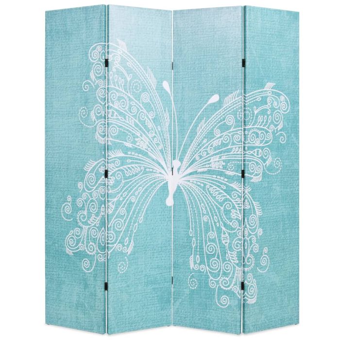 Folding Room Divider 160x170 cm Butterfly Blue