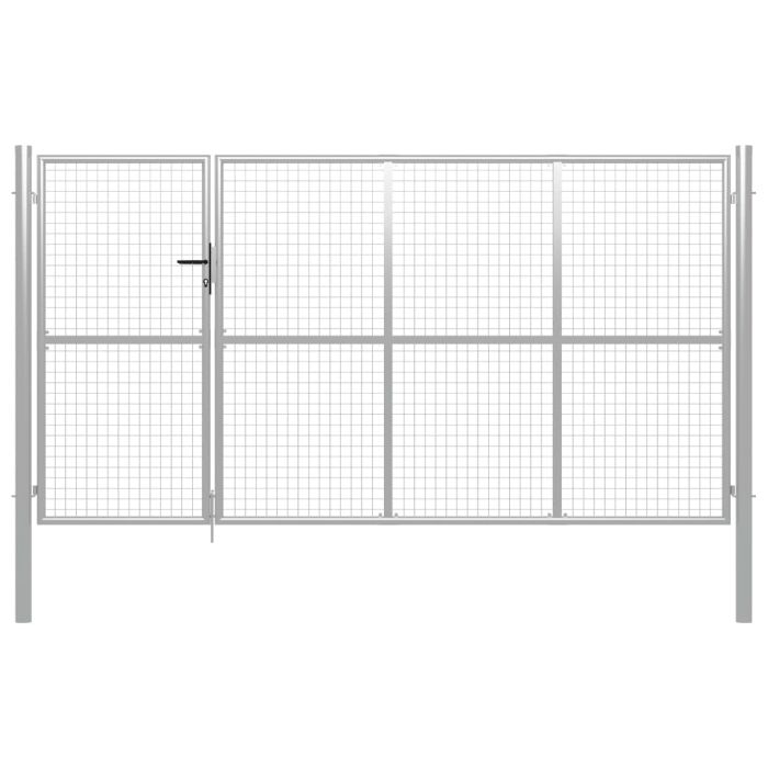 Garden Gate Steel 350x150 cm Silver