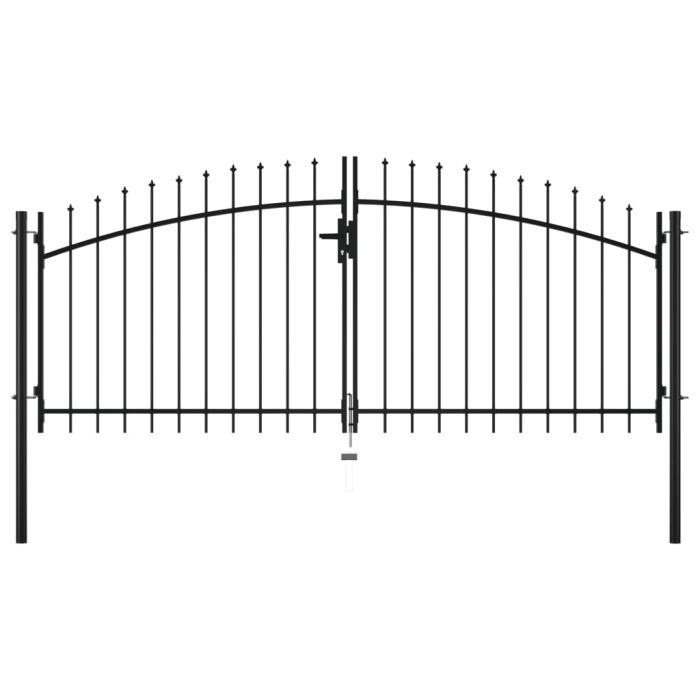 Double Door Fence Gate with Spear Top 300x150 cm
