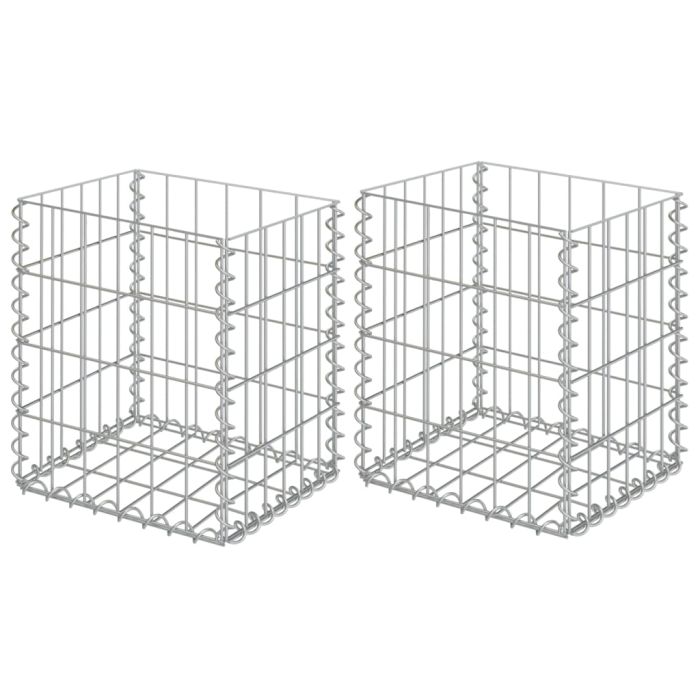 Gabion Baskets 2 pcs Galvanised Steel 30x30x40 cm