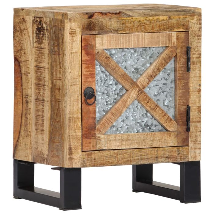 Bedside Cabinet 40x30x50cm Solid Mango Wood Natural Black - Mabei
