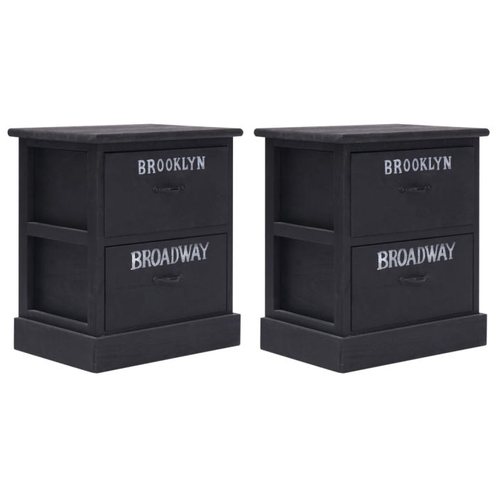 Nightstands 2 pcs Black 38x28x45cm Paulownia Wood