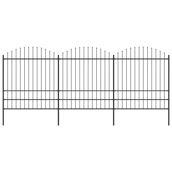Garden Fence with Spear Top Steel (1.75-2)x5.1 m Black