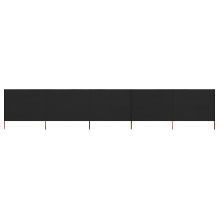 5-panel Wind Screen Fabric 600x120 cm Black